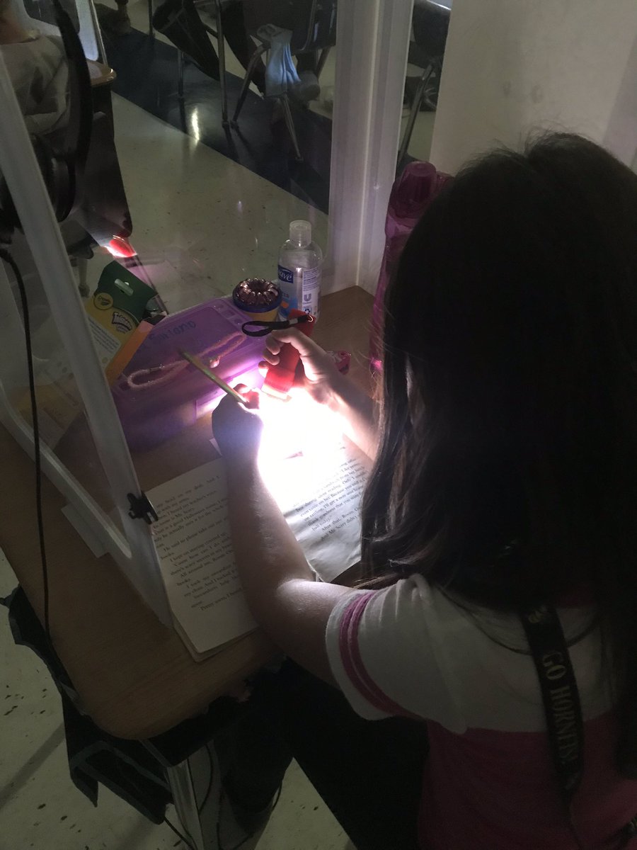 KESwarsinskey's tweet image. This weeks reward, flashlight work! They’re having fun and super focused! I love the headlamp!