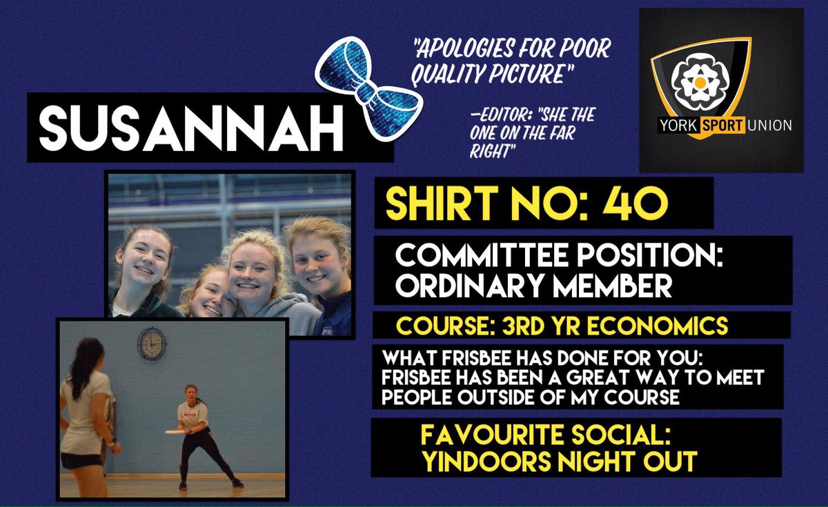 MEET THE COMMITTEE!

The second wonderful ordinary member we have is Susannah Farmery!