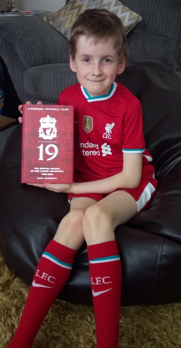 Cgelly76's tweet image. Thank you so much @clemente_carl for our copy of your new @LFC  book, 19. Oliver may be home atm, but he's still getting an education.I'm chomping at the bit to have a read, but he's not put it down yet.  Thanks again YNWA