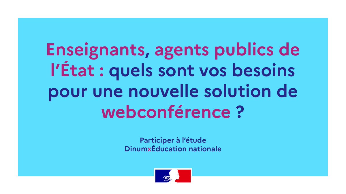 Vous êtes enseignant ou agent public et vous utilisez des solutions de webconférence ? 😏

Nous travaillons avec <a href="/education_gouv/">Ministère Éducation nationale</a> sur une nouvelle solution de webconférence de l'Etat et nous souhaiterions vous poser 14 questions : cutt.ly/pgrWCIx. 

Merci de votre aide. ❤️
