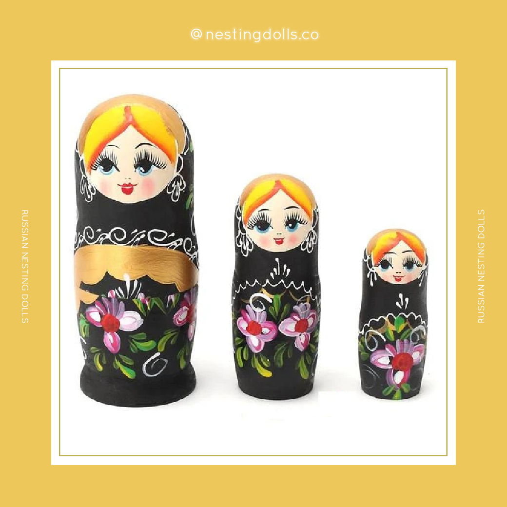 Wooden Black Matryoshka Nesting Dolls 5 Pieces NOW ON SALE ONLY $22.99 (U.P $39.99)⠀⠀ Shop now: nestingdolls.co/products/woode…