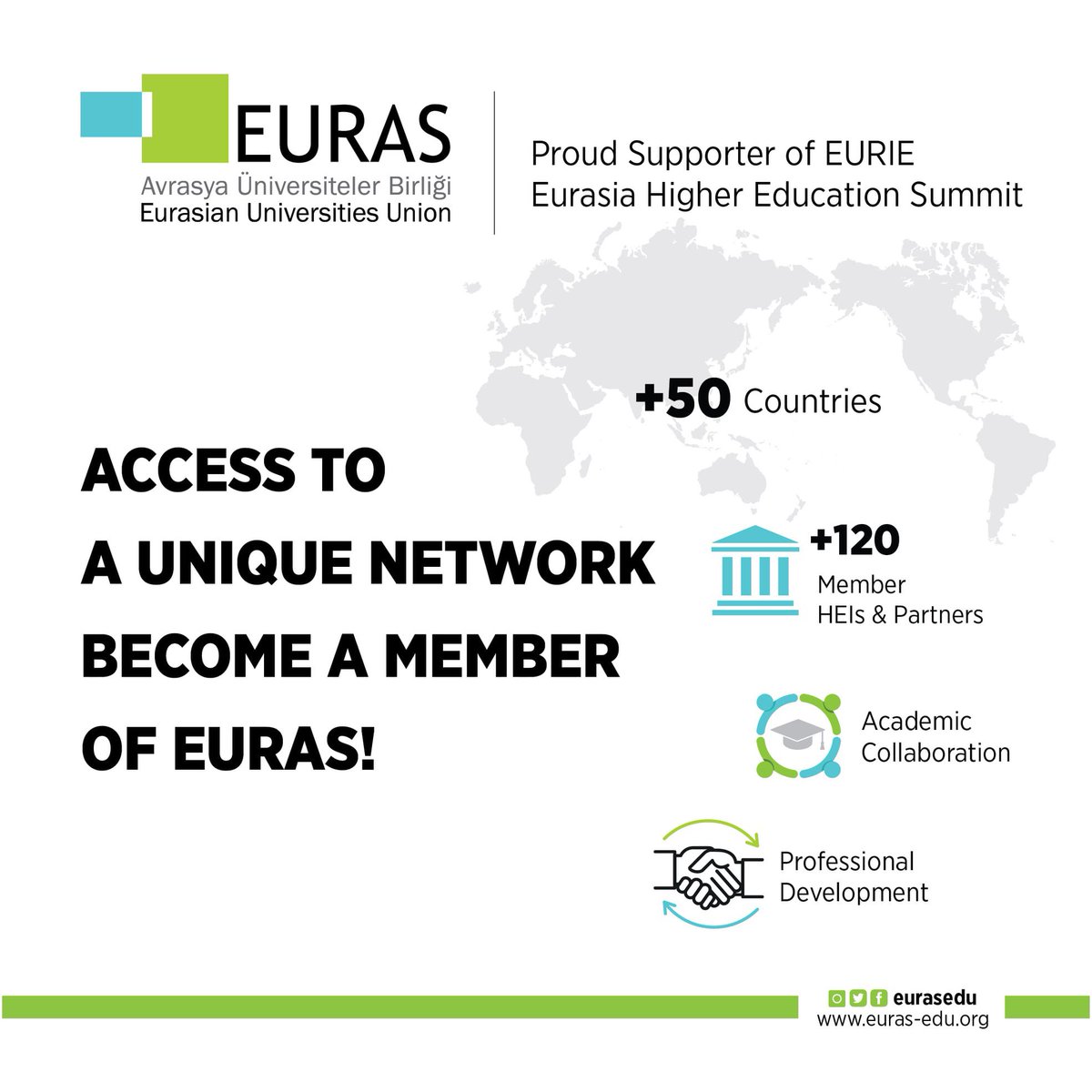 Promote your institution,get connected to over 120 institutions from all around the World,broaden your knowledge and engage with Eurasian international education community!
Access to a unique network and Become EURAS Member now!
euras-edu.org/get-involved-e…
#EURAS