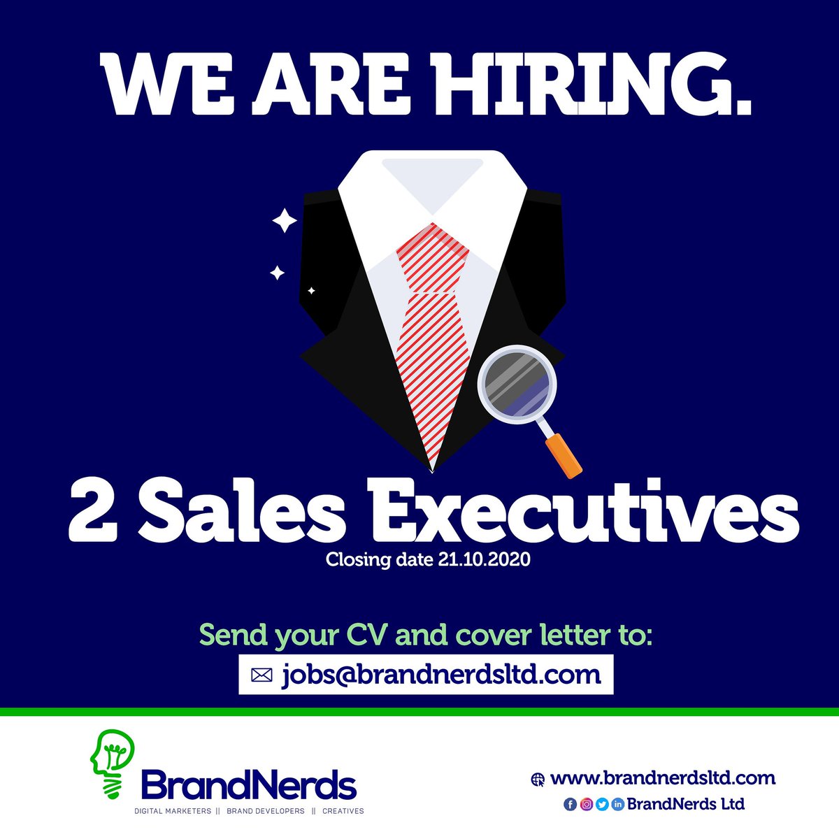 Job opportunity.

Join us a Sales Executive.

Check flyer for more details.

#brandnerdsltd #ghana #vacancy #jobs #jobsinghana #jobsearch #jobpostings #salesexecutivejobs #owass