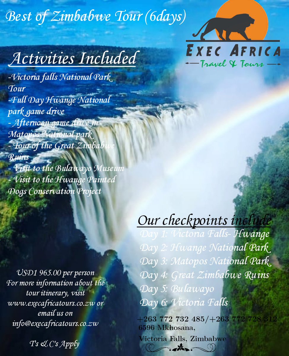 #zimtourism 
#RestartTourism 
#Zimtourismrecovery
#VisitZimbabwe