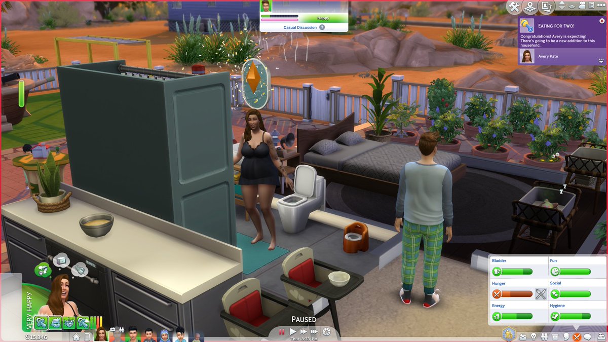 Also super great timing because when she got back home, the alien baby daddy was still there so she managed to get right into business and is now eating for 2!The Sim day prior, she had also just aged up 9 to toddler, so 's 9-11 are super close in Sim age.