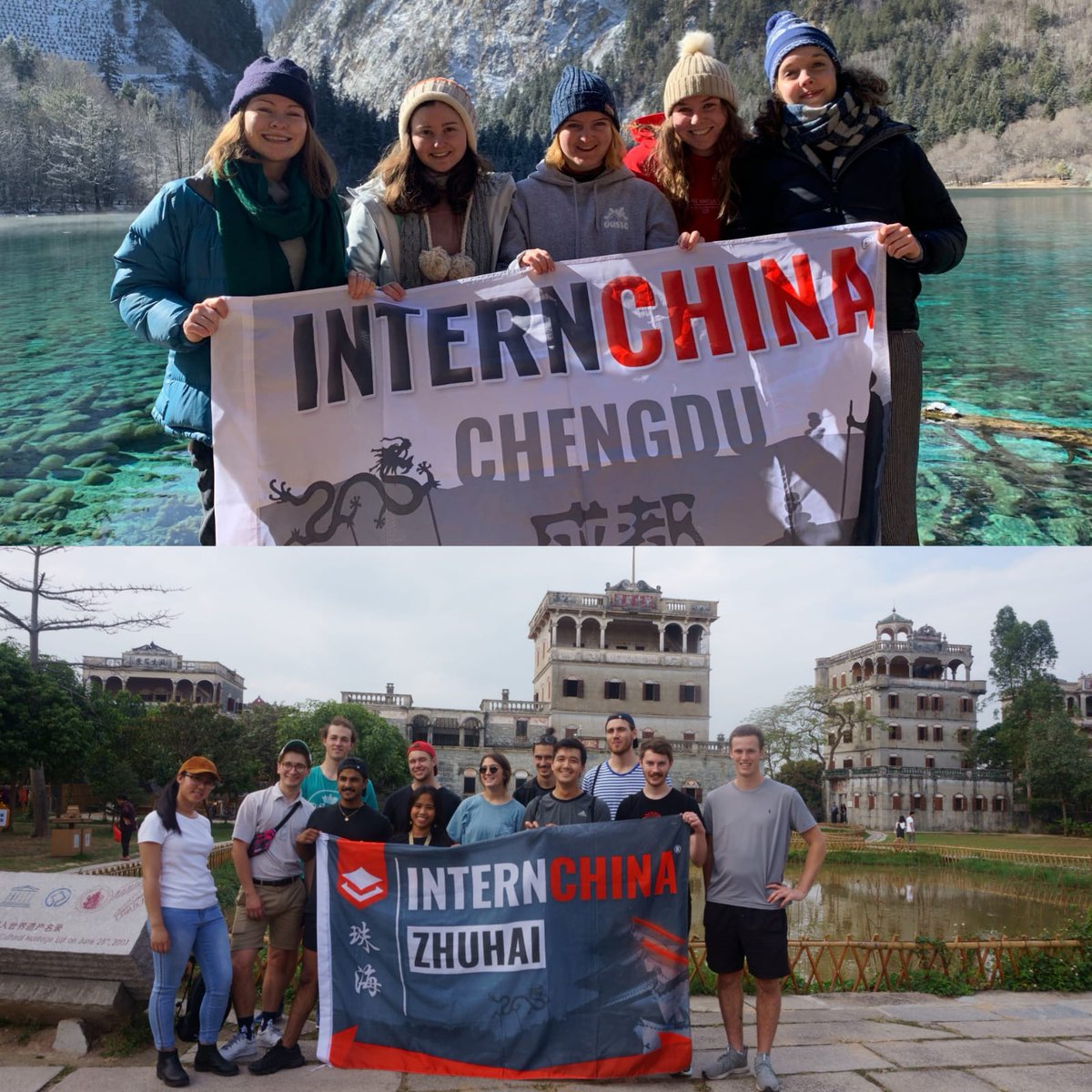 It's #ThrowbackThursday ! Here's a very special one from last January, when some of our interns from Zhuhai and Chengdu took part in two very diverse trips: one to warm Tagnkou and another to snowy Jiuzhaigou, both UNESCO World Heritage Sites!