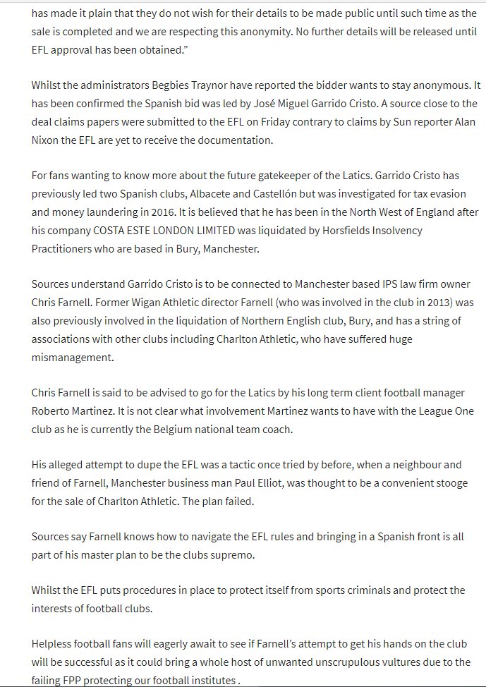 Here's a topical story today  #WiganAthletic (Also see;  #CharltonAthletic  #BuryAFC  #Macclesfield etc)Similar Patters - Similar Cast Of Characters #Moneylaundering  #Football ?? @david_conn  @KieranMaguire  @AdamCrafton_  @tariqpanja  @DuffofBrentford  https://london-post.co.uk/wigan-athletic-takeover-in-chaos-as-former-charlton-athletic-director-looks-to-gain-control/