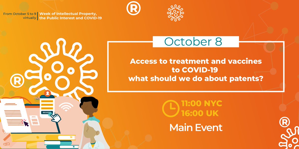 gcip_2021's tweet photo. 👉We continue with the main sessions of the #IntellectualPropertyWeek
⌛️Now: Access to treatment alternatives and vaccines for COVID - what do we do with patents?
🖱️ Participate in https://t.co/QB3i2yg0TK
Interpretation in Spanish, English and Portuguese https://t.co/RTHLFE6azq