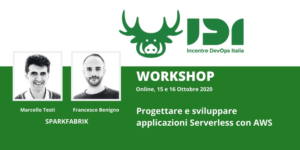 Ultimi posti disponibili per il nostro workshop a <a href="/IncontroDevOps/">Incontro DevOps Italia | 14 Marzo 2025 | Bologna</a> 
Questo workshop è progettato per entrare nel dettaglio di cosa è #Serverless sia dal punto di vista applicativo che infrastrutturale. Registrati: hubs.ly/H0xDdcS0