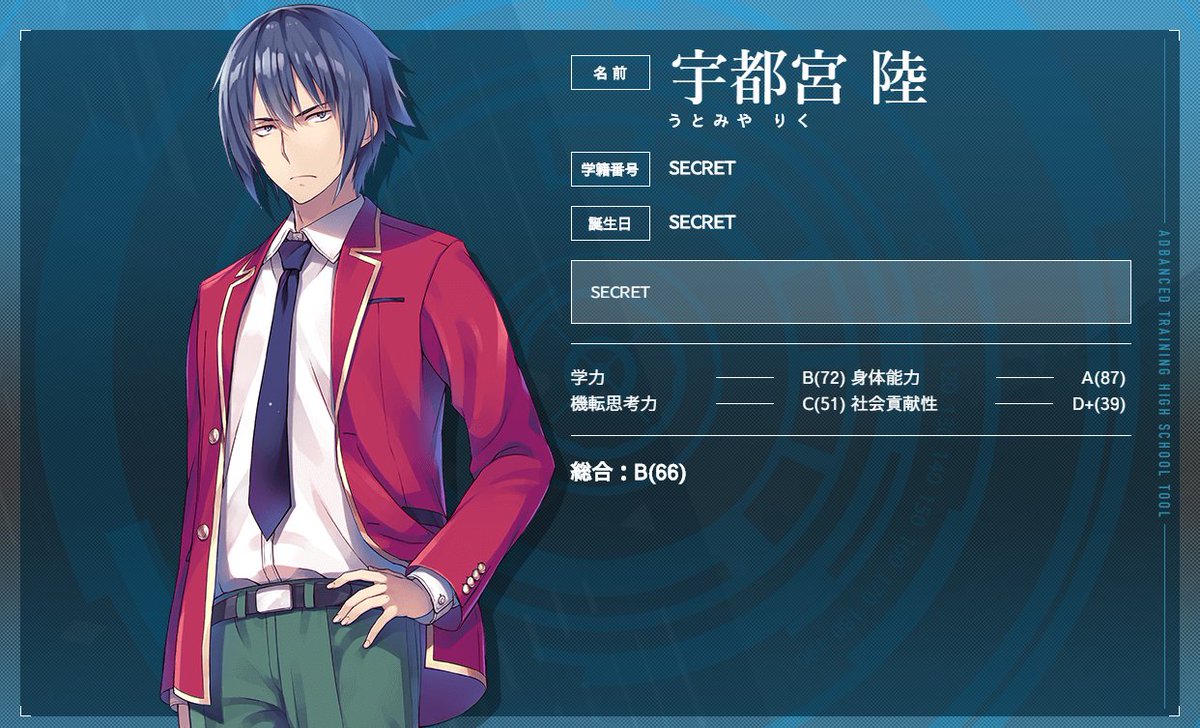 桜ヶ丘すず よう実 リゼロ 担当編集iさん宣伝アカウント Di Twitter ようこそ実力至上主義の教室へ 本日紹介するのは 宇都宮陸 くんです 名字の読み方は うとみや なのですよ お間違いなく １年ｃクラスの新入生 身体能力が驚きの ａ