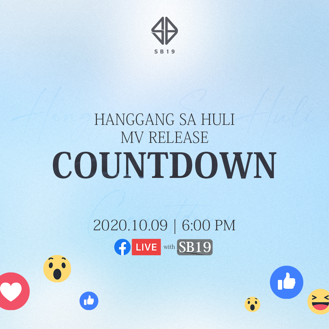 SB19Official's tweet photo. 📅 #SB19HSHMV

Let's welcome the much-awaited music video of 'Hanggang Sa Huli' with a countdown ⌛

Catch Sejun, Josh, Stell, Ken, and Justin before the MV Release on our official Facebook page~

Set your ⏰! Oct. 9, 6:00 PM (Philippine Time) #SB19 https://t.co/8bYNLu4EpI