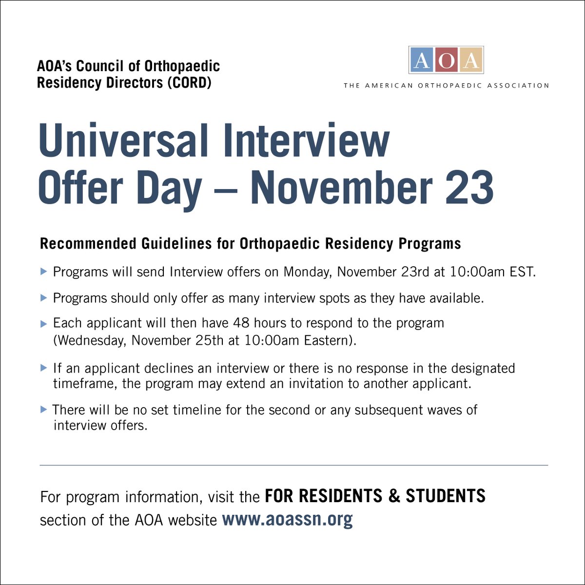 Dr. Jonathan Barlow (@jonbarlowmd) on Twitter photo <a href="/MayoOrthoRes/">Mayo Orthopedic Residency</a> plans to participate in Universal Offer Day. Look forward to reviewing your applications and meeting you #OrthoTwitter class of 2021! <a href="/MayoOrthoRes/">Mayo Orthopedic Residency</a> plans to participate in Universal Offer Day. Look forward to reviewing your applications and meeting you #OrthoTwitter class of 2021!