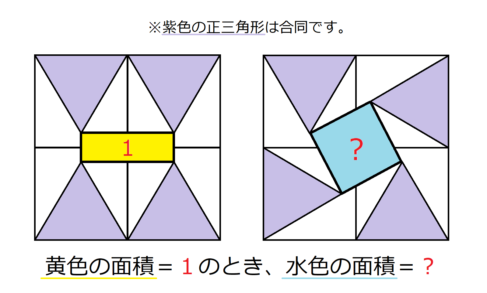 ベリースライム ベリースライム自作問題 49 正方形の中の正三角形part2 算数の知識で解けます 簡単 と思った方は 正三角形の向きを色々変えてみると面白いかもしれません 解けた方は気軽に引リツ Dmまで 算数 自作問題 T Co