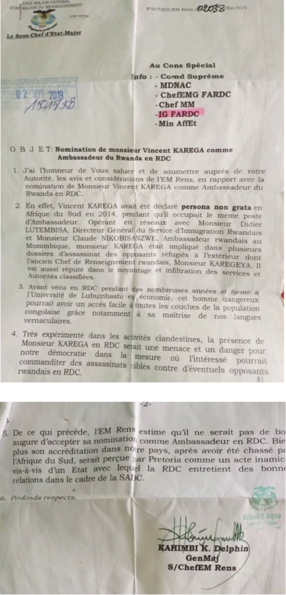 Jean Marc Kabunda V Twitter Delphin Kahimbi Sur La Nomination De Karega Il Est Repute Dans Le Noyautage Et Infiltration Des Services Ils Avaient Accepte Ses Lettres De Creances Contre L Avis Des Services