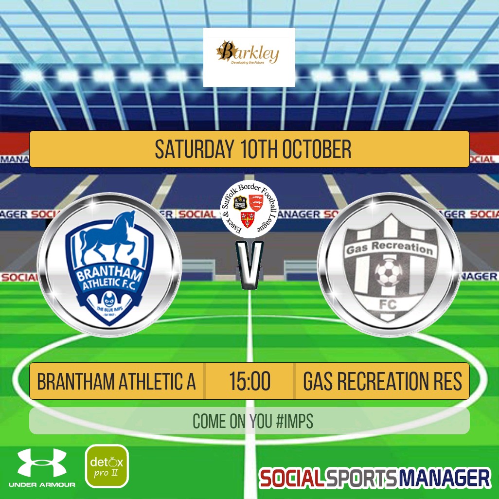 BranthamAth's tweet image. UP NEXT FOR THE DEVELOPMENT TEAM 🔵⚽️

⚽️ - @BranthamAth
🆚️ - @ReservesGas
🏆 - @E_SBorderLeague
📅 - Saturday 10th October
⏰ - 3.00pm
📌 - Raydon
😷 - Required

💙🔵⚽️ #UPTHEIMPS