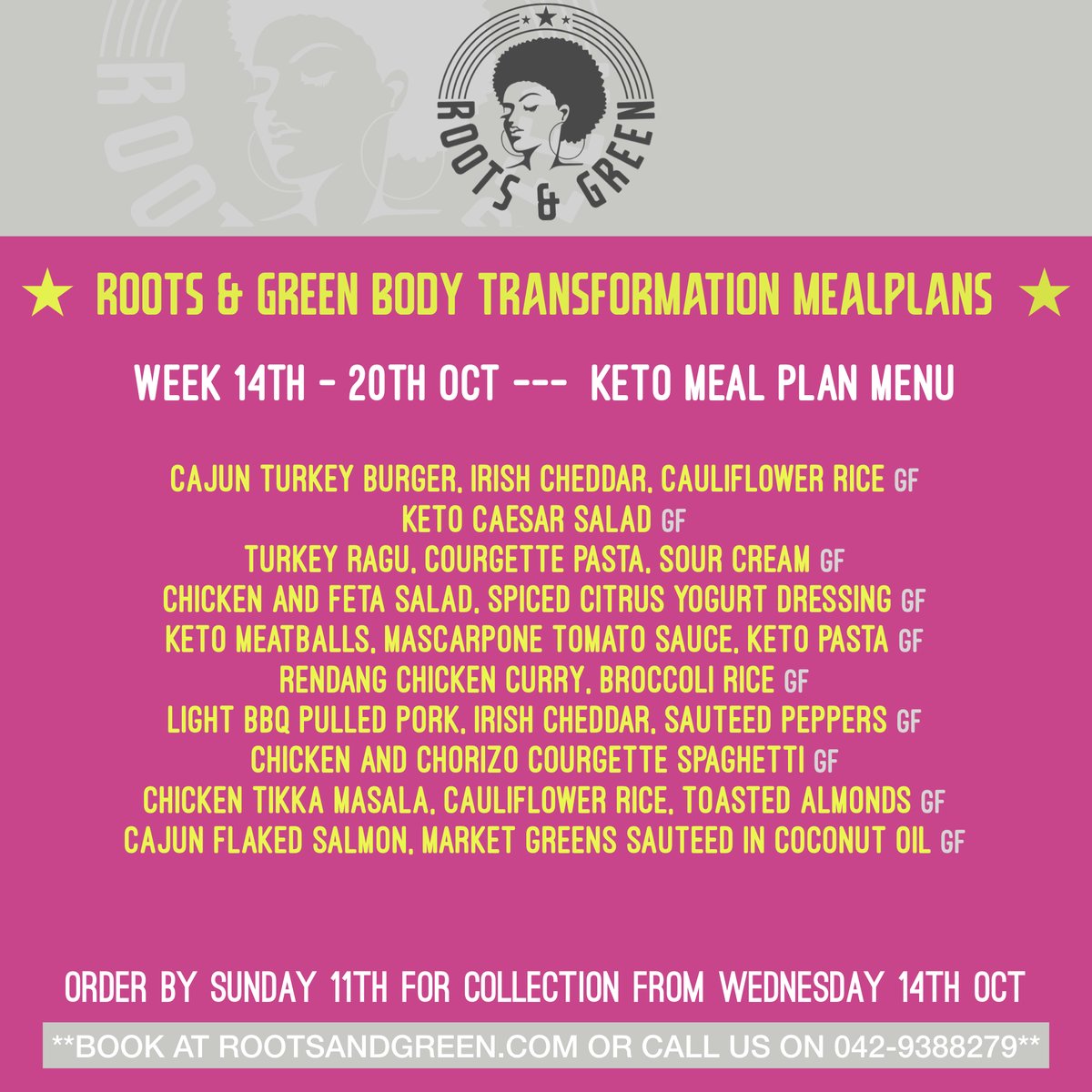 Roots &amp; Green Body Transformation Meal Plans.

BOOK NOW FOR NEXT WEEK!!

order.rootsandgreen.com OR CALL 0429388279

#rootsandgreen #mealplans