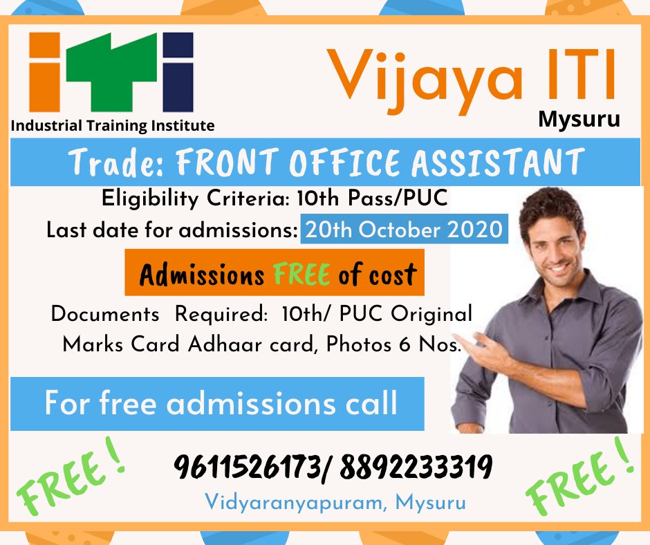 V_SECT's tweet photo. #vijayacomputer #iti #iticourse #trade #frontofficeassistant #freecourse #mysuru #vijayaiti #computercourse #free https://t.co/vEe2atqUDn