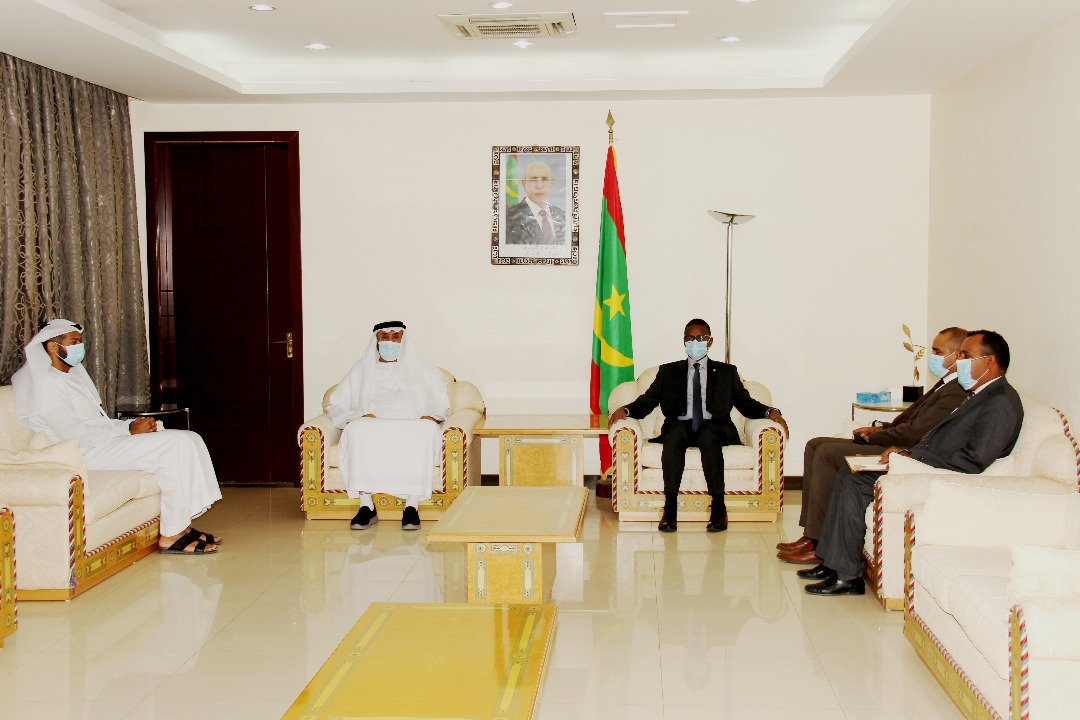 أكتوبر 2020- معالي الوزير الأول الموريتاني محمد ولد بلال يستقبل سفير الدولة في نواكشوط سعادة حمد غانم المهيري ويبحثان مختلف أوجه التعاون القائم بين البلدين الشقيقين والسبل الكفيلة بتعزيزه وتطويره.