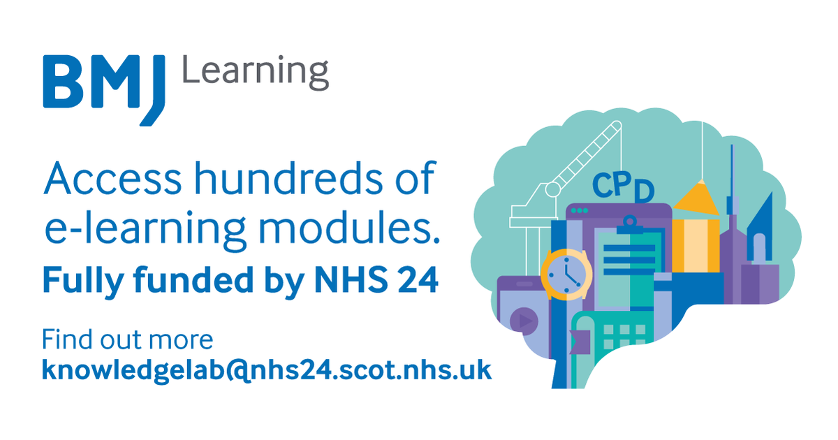 knowledgeN24's tweet photo. #learningatworkweek continues!
All #NHS24 staff have access to #BMJLearning
BMJ Learning offers high-quality continuing professional education for healthcare professionals. It features hundreds of accredited, peer-reviewed learning modules in text, video, and audio formats. https://t.co/j03pGOj9ds