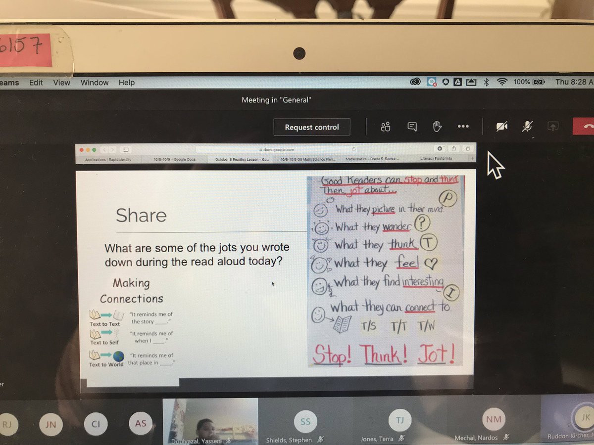 Ms. Jones and Ms. Kircher are working with their 5th grade students on making connections with their reading.