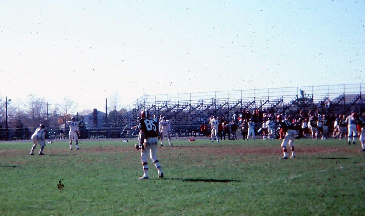 MountToday's tweet photo. #ThrowBackThursday via James Hage: 1975 Mount vs Holy Family Kicking off...And Halfback in the wing T#44 #TBT #MountFootball https://t.co/QB2qaGxuVy
