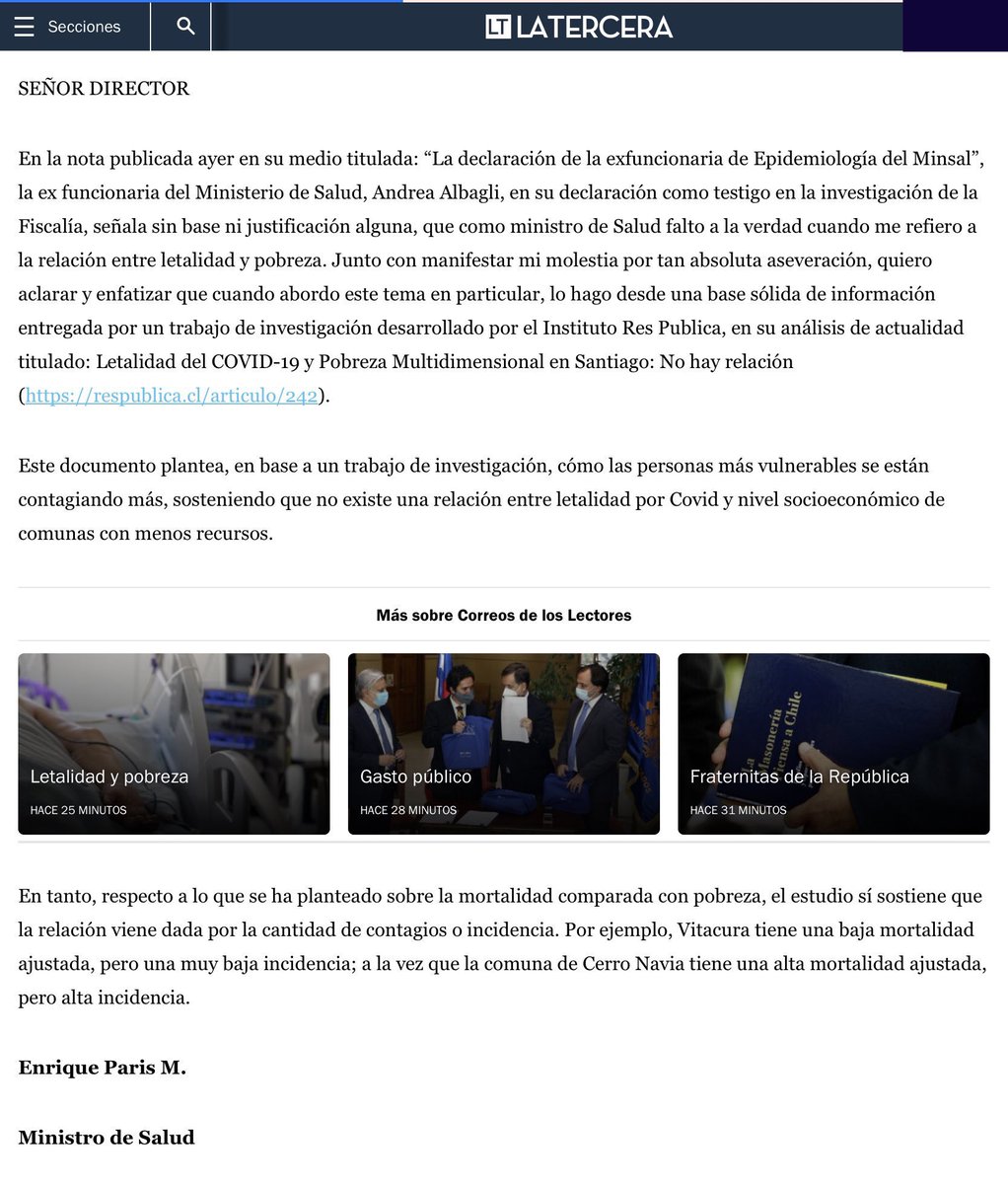 Pero, pero, pero... el “estudio” que cita el ministro:
1. No tiene autores 
2. No tiene citas
3. No está publicado en ningún paper
4. Tiene falla metodológicas graves

Paremos la chacota, en serio