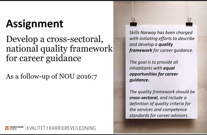 Cedefop's tweet photo. The development of a national #digital #careerguidance service that aligns expectations in the national quality framework: the Norwegian example
Presented by #CareersNet member Erik Haug https://t.co/lA91YRthyx