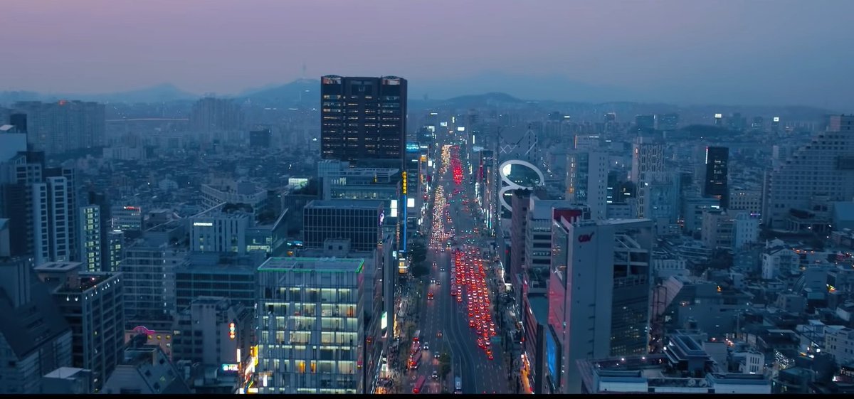 2. Gangnam-Daero Arguably the most crowded, the busiest area in Seoul: You can see CGV on the righthand side of the big street. (It deosn't look that crowded from the street view sc) Home of all test-prep institutions, beauty clinics, bars, cafes, and others