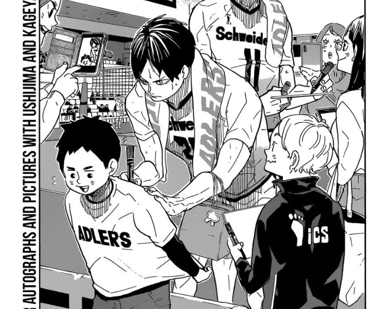 oh to be this kid getting kageyama's heart autograph on their shirt 