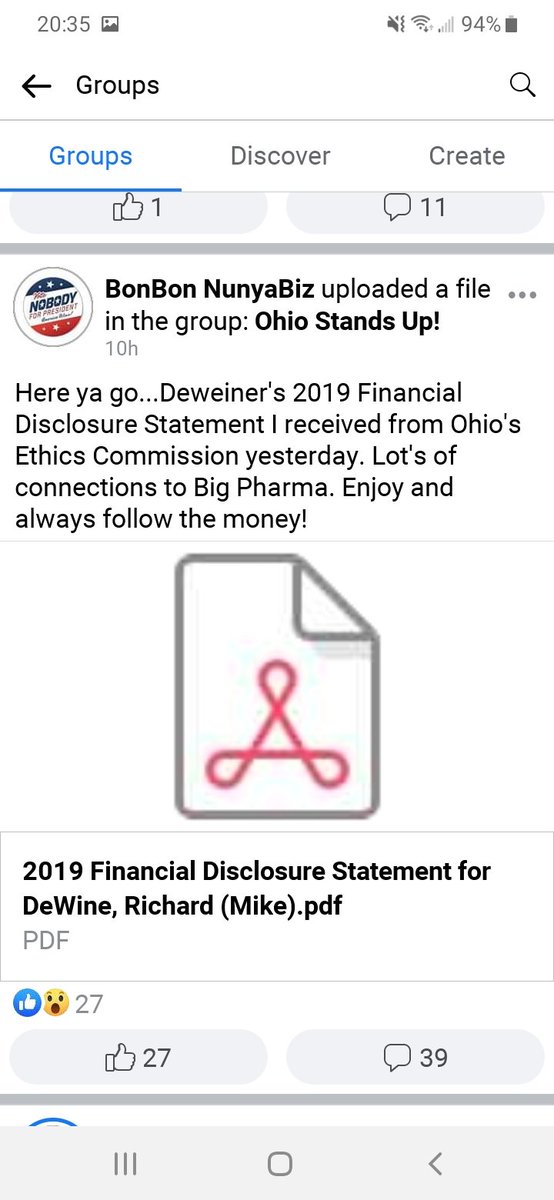  #Governor of ichigan,  #Whitmer, seems to have favors owed to  #Ohio  #RINO  #GovMikeDewine  #Dewine's 2019 Financial Disclosure Statement, from the Ohio  #Ethics Commission... #BigPharma listed too  #QuestionEverything Republican In Name Only (RINO) =  #MikeDewine