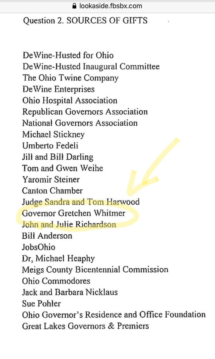  #Governor of ichigan,  #Whitmer, seems to have favors owed to  #Ohio  #RINO  #GovMikeDewine  #Dewine's 2019 Financial Disclosure Statement, from the Ohio  #Ethics Commission... #BigPharma listed too  #QuestionEverything Republican In Name Only (RINO) =  #MikeDewine