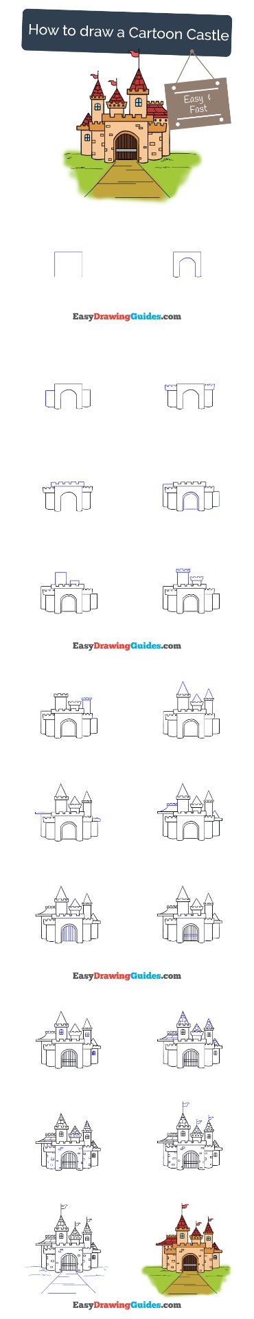 How to Draw a CASTLE! Easy Drawings for Kids 