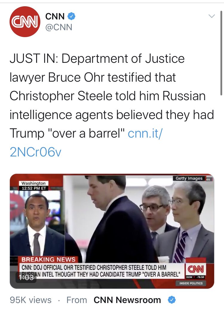  @CNN Not to be outdone,  @CNN’s  @brianstelter called the Post’s reporting unverified and “manufactured.”This is pretty rich from an outlet that had disgraced lawyer Bruce Ohr on to push salacious and unverified allegations from the Steele dossier.