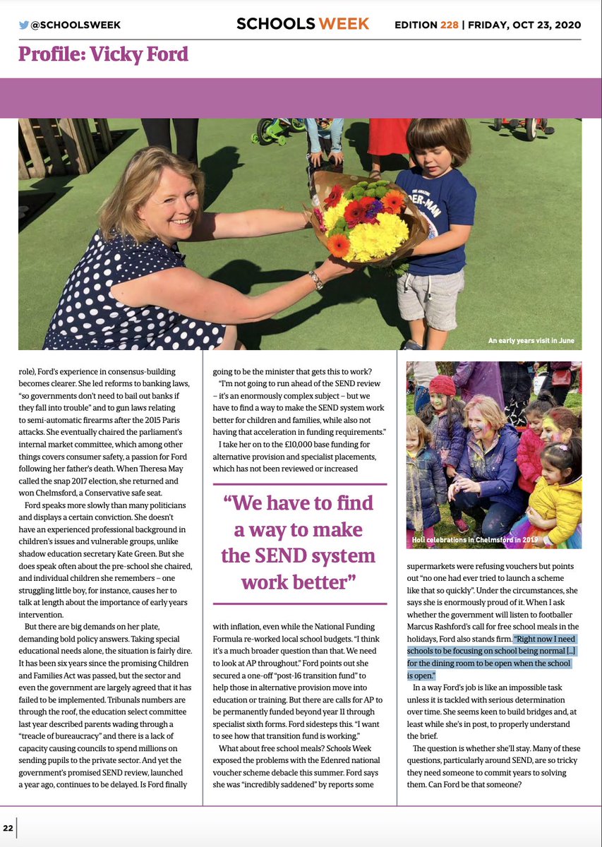 When  @StaufenbergJ interviewed  @vickyford one could see the writing on the wall.Right now I need schools to be focusing on school being normal... for the dining room to be open when the school is open.That's a 'NO' to feeding children during a pandemic. #EndChildFoodPoverty