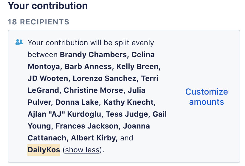 List of recipients including DailyKos