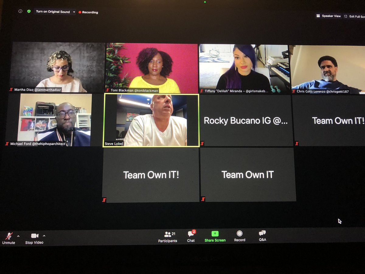 ToniBlackman's tweet photo. Talking music, tech, finance, entrepreneurship #OwnIt @iammarthadiaz @Chris_Gotti187 @SteveLobel @GirlsMakeBeats2 @HipHopArch @hiphopeducation #UHHM #AVM #Verizon #OWNITWebinar https://t.co/lwekVTkq1v