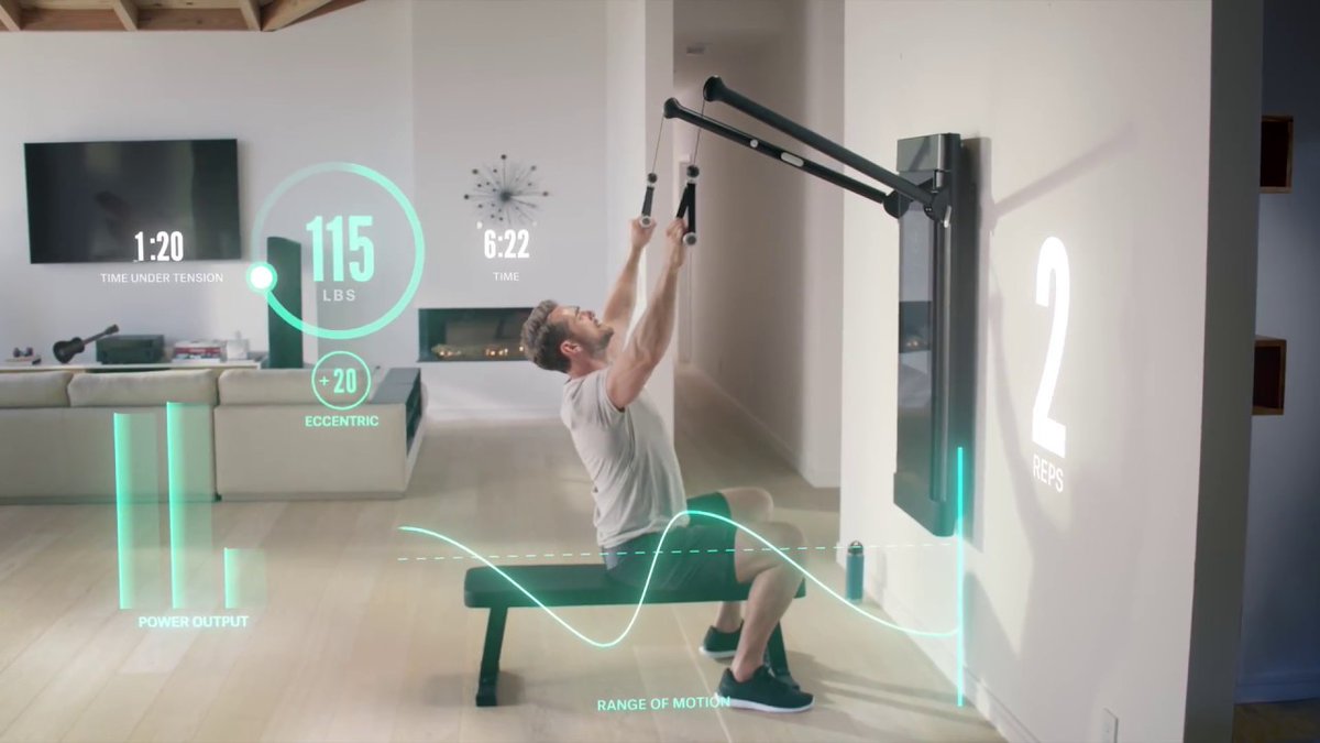 3/ Tonal Focused on digital, at-home strength training, Tonal added $110M from L Catterton and athletes like Steph Curry in Sep ($200M total)• LED screen• electromagnetic weights• AI sensors/trainer @Fittinsider podcast w/Tonal CEO Ali Orady  https://insider.fitt.co/24-aly-orady-ceo-of-tonal/