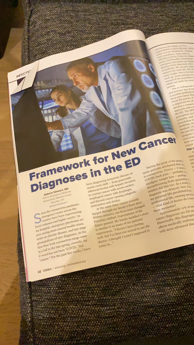 Just read this fabulous article in the <a href="/emresidents/">emresidents</a> magazine by <a href="/SabenaVaswani/">Sabena Vaswani, MD MPH</a> Love the idea of a cancer framework for new diagnoses and the focus on being compassionate, resourceful, sensitive, and leaving room for hope. <a href="/Maimonides_EM/">Maimonides EM</a> #MedTwitter