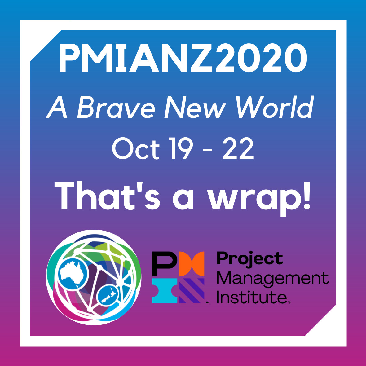 For those of you rearing to rewatch sessions of the PMIANZ2020 Conference, we're hoping to have on-demand playback available this time next week. You'll receive an email from the team as soon as we've got it ready to go! 

#PMI #PMIANZ #PMIANZ2020 #conference #projectmanagement
