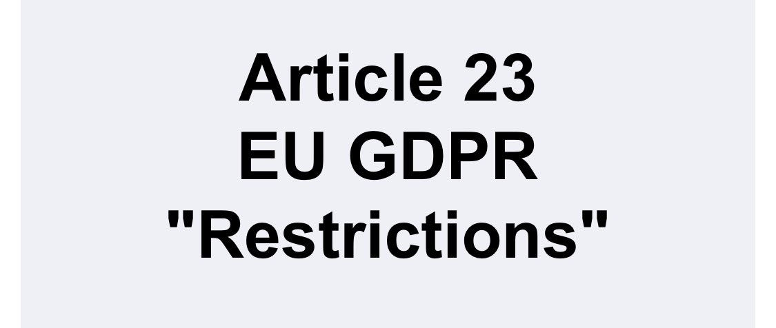 Let’s go check how this time travelling 2004 law can rely on a 2018 Regulation provision to cancel that same EU law.Time to look at Article 23.“Restrictions”