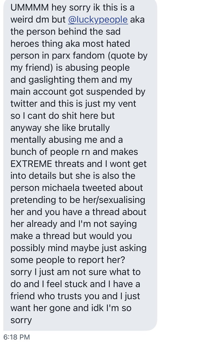 so. miss yucky people is at it again. i got this dm from someone i’ve never talked to to my memory and i just wanna ask yall to read through this and warn your friends that she still has not changed and she is still manipulating people. The rest is below!!! +++++
