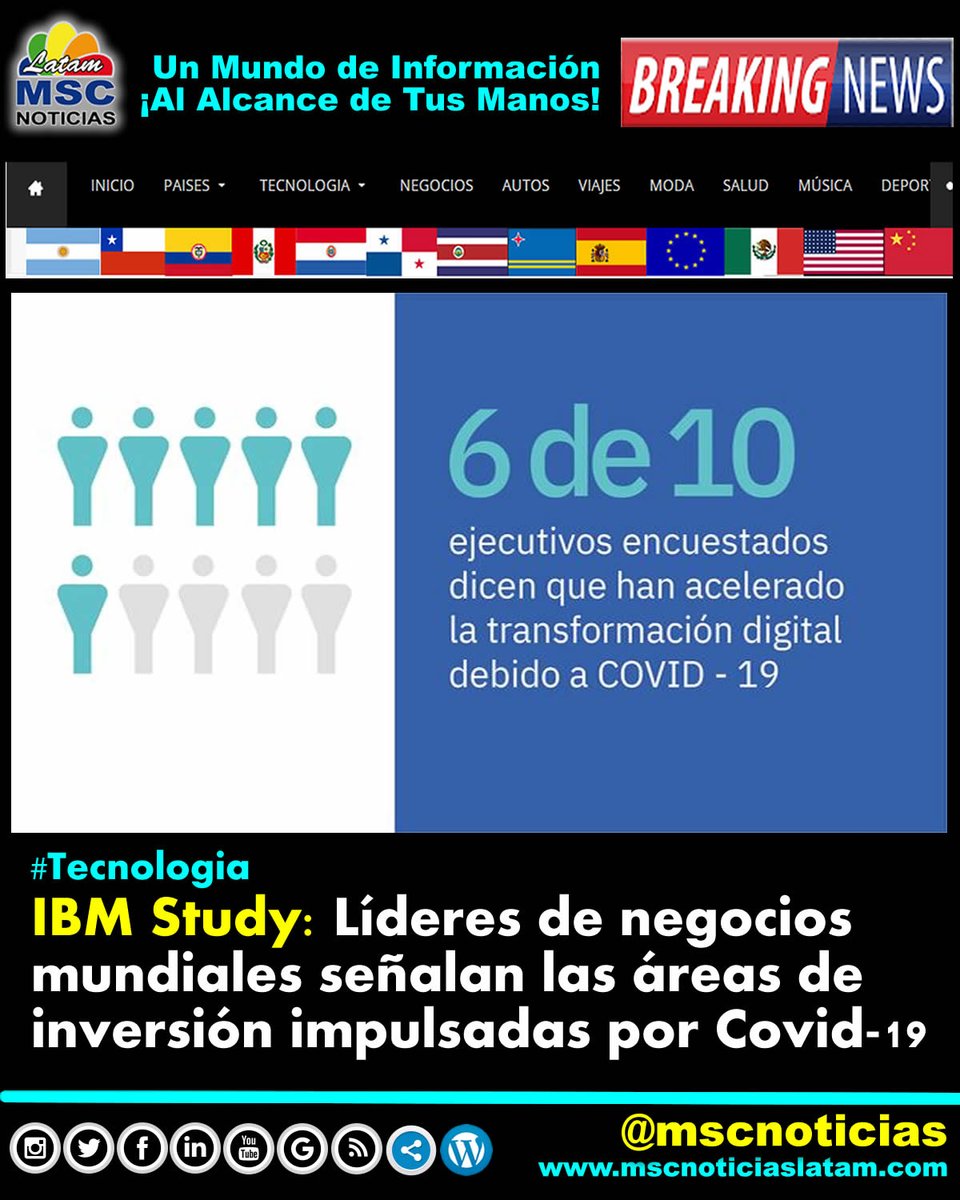 mscnoticias's tweet image. #Tecnologia IBM Study: Líderes de negocios mundiales señalan las áreas de inversión impulsadas por Covid-19 bit.ly/34lkX0T #IBMStudy #COVID19 #News #Latam #IBM #MSCNoticiasLatam