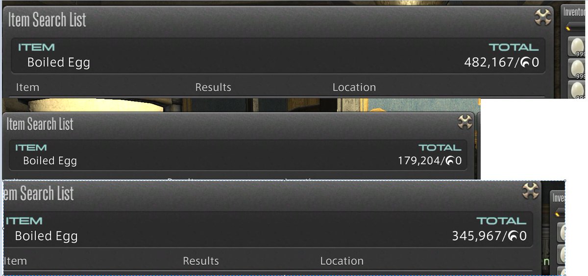 VonShobon's tweet photo. Cropped it into a jpg due to tedium and link problems, but I reached my goal. Over 1,000,000 boiled eggs. I'm finished collecting -Jiggly Vonwiggly
#FF14 #FFXIV #eggs #MilestoneComplete #SquareEnix https://t.co/DWAmiRuMEL