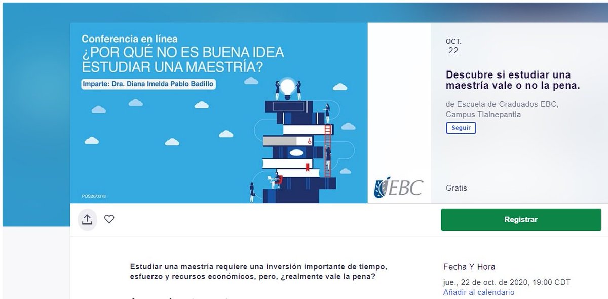 AureaSolutions's tweet photo. Hoy la Dra. Diana Pablo, se presentan como ponente:
En la conferencia en línea titulada "¿Por qué no es buena idea estudiar una maestría?" de la EBC.
¡Le deseamos éxito en este y todos sus próximos proyectos!
Estamos muy orgullosos de usted. #MujeresdeExito #Conferencia https://t.co/yboQY5O6Xx