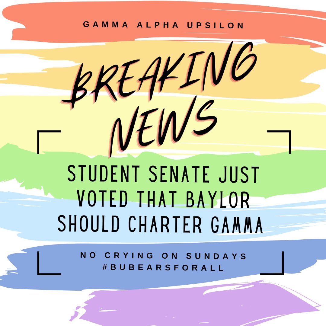 baylor_gay's tweet image. Once again, students at Baylor have passed a bill urging the university to stop excluding LGBTQIA+ students from forming student organizations. It’s time. 
Our Faith Does Not Discriminate. 
#BUEBEARSFORALL #baylorgay