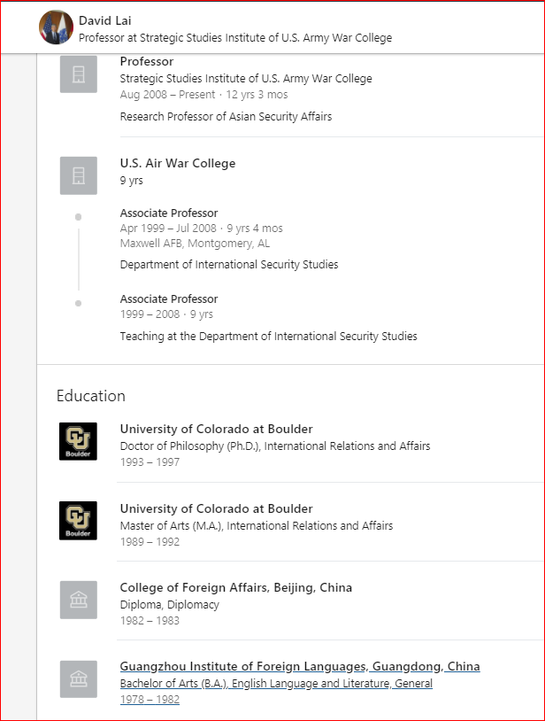 The US Army War College has a Chinese National teaching Asian Security, and writing reports that say we are transitioning power from the US to China. https://publications.armywarcollege.edu/pubs/2166.pdf&nbsp;
