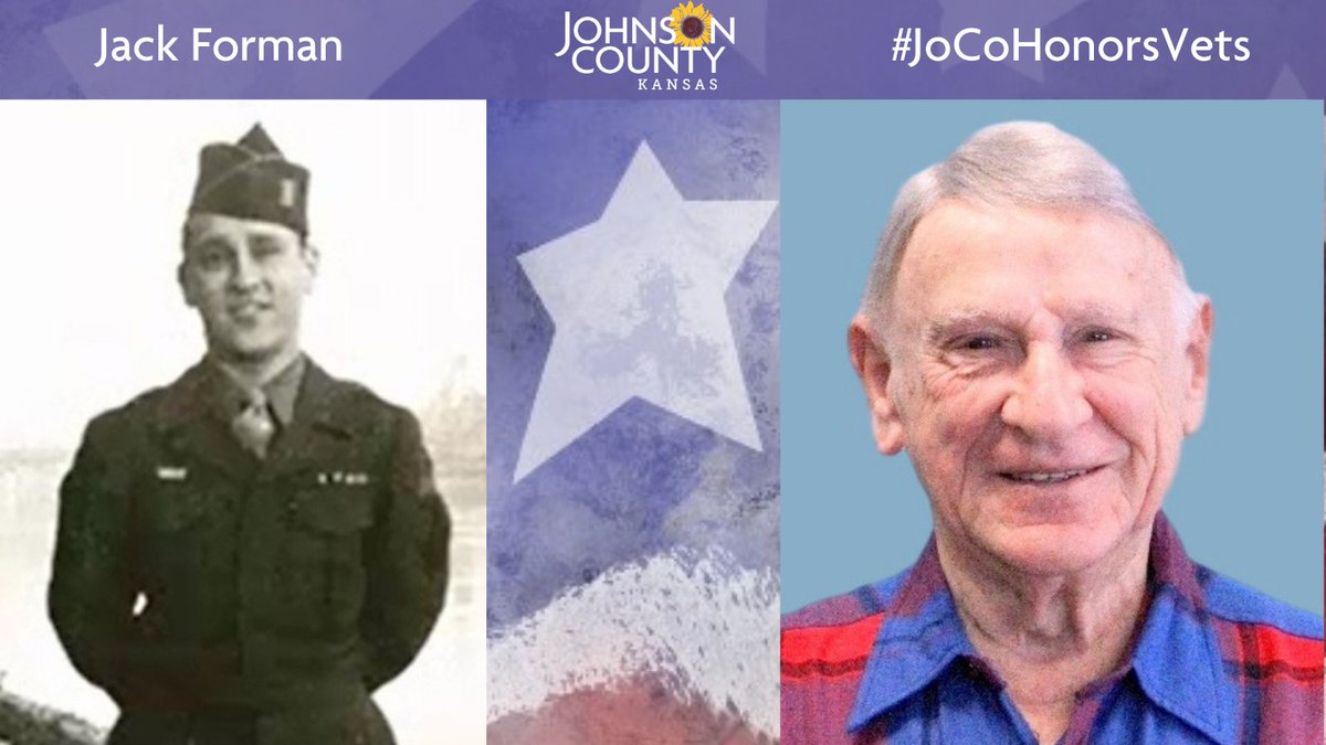 Meet Jack Forman. He is a World War II veteran who served in the  @USArmy. Visit his profile to learn about a highlight of an experience or memory from WWII:  https://jocogov.org/dept/county-managers-office/blog/jack-forman  #JoCoHonorsVets 
