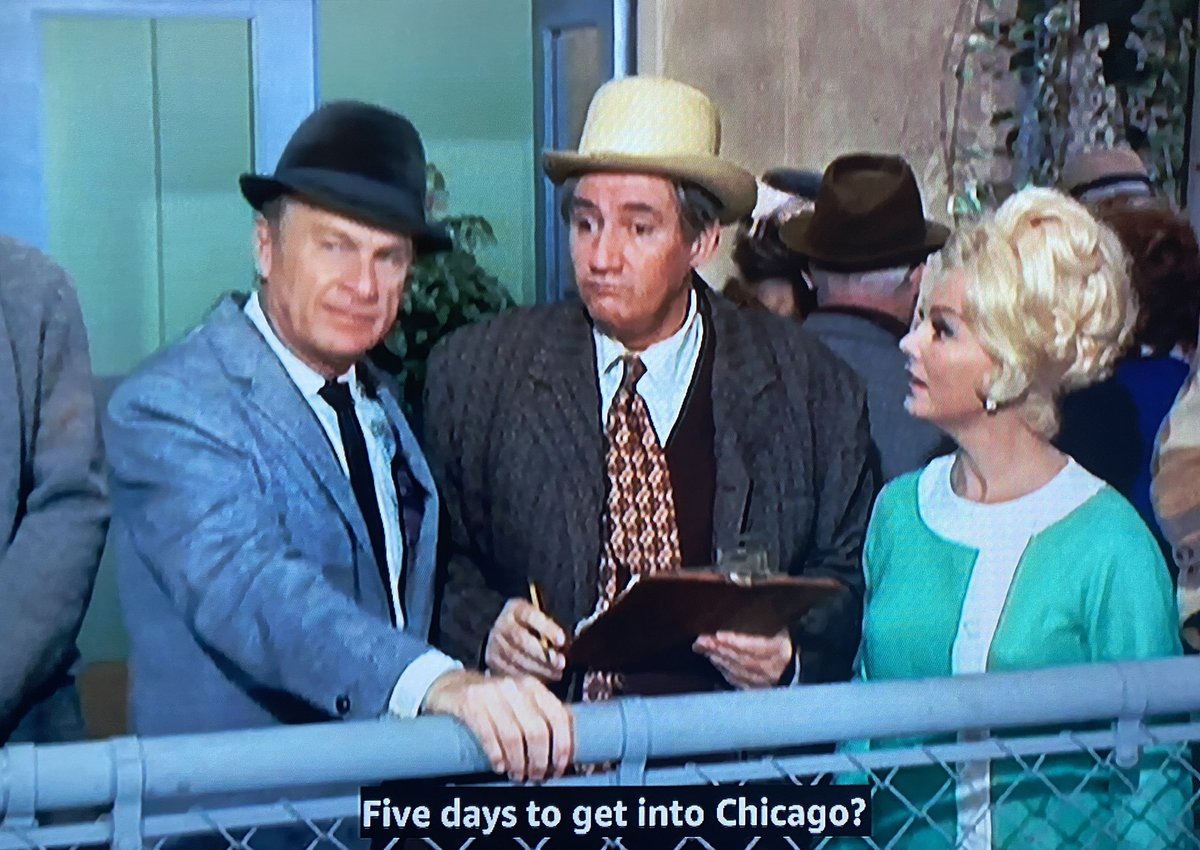 Important information! When Mr. Haney proposes a flight from the Pixley Airport near Hooterville to Paris on an old and very slow airplane, he says it’s “nearly 300 miles” to Chicago — which is on the way to New York.