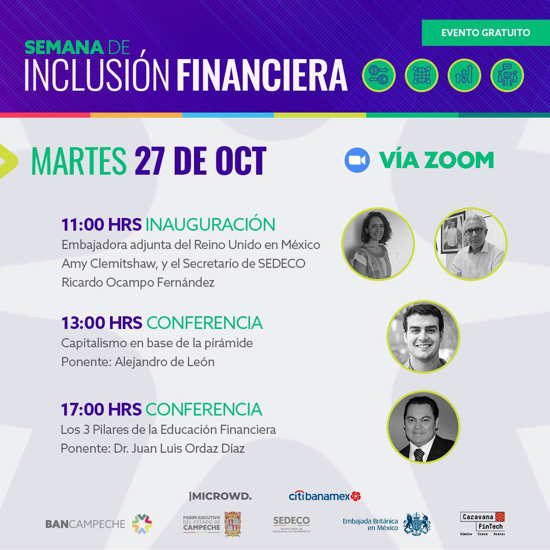 BANCAMPECHE_'s tweet photo. Les compartimos el calendario de actividades de la Semana de #InclusiónFinanciera, entra a https://t.co/rKq16G47Jk y dale clic a las conferencias de tu preferencia para registrarte y participar con nosotros. ¡Te esperamos! 

#EventoGratuito
@Sedeco_Campeche
@CaravanaFinTech https://t.co/GRUJzZsfNM