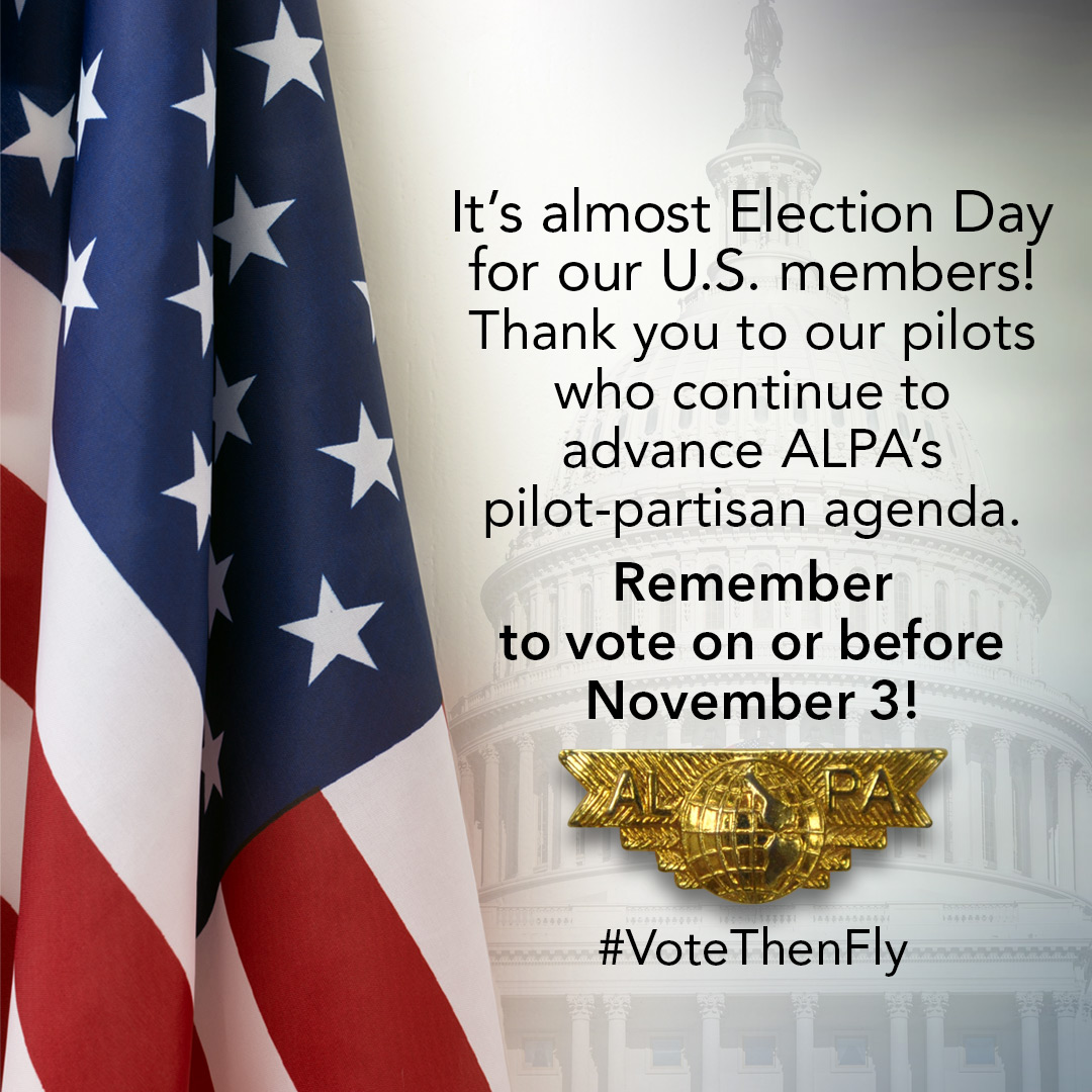 ALPAPilots's tweet photo. Don’t forget to check out ALPA’s state-by-state reference guide for a quick look at your state’s voting information: https://t.co/gIkBouRdMK #pilotpartisan #votethenfly https://t.co/LGr6zrivvq